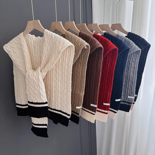 2025 Women’s Chunky Cable Knit Shawl Wrap Thickened Wool Shoulder Cape Knitted Cover-up for Shoulder Spring Fall4