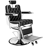 OmySalon Vintage Barber Chair Heavy Duty Professional Salon Chair for Hair Stylist, Reclining All Purpose Chair Hydraulic Adjustable Headrest, Barbershop Beauty Spa Styling Tattoo Shampoo Equipment