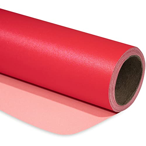 RUSPEPA Red Matte Wrapping Paper - 43.2 cm X 10 m - Solid Color Pearly - lustre Paper Perfect for Wedding Birthday Christmas Baby Shower