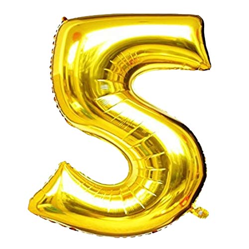 Image of Atpata Funky 5 Number Golden Foil Balloon 16 inch Size Birthday Decoration Items | Happy Birthday Decoration Kit | 5th Year Birthday Party Anniversary Wedding Decorations