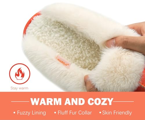 Image of KuaiLu Womens Cozy Memory Foam Slippers Ladies Fuzzy Faux Fur Lined Warm Arch Support House Shoes Slip on Comfy Winter Scuff Indoor Outdoor Rubber Hard Sole