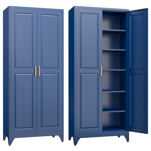 Image of SteeLoong 75 inchMetal Pantry Storage Cabinet with Doors & 5 Adjustable Shelves