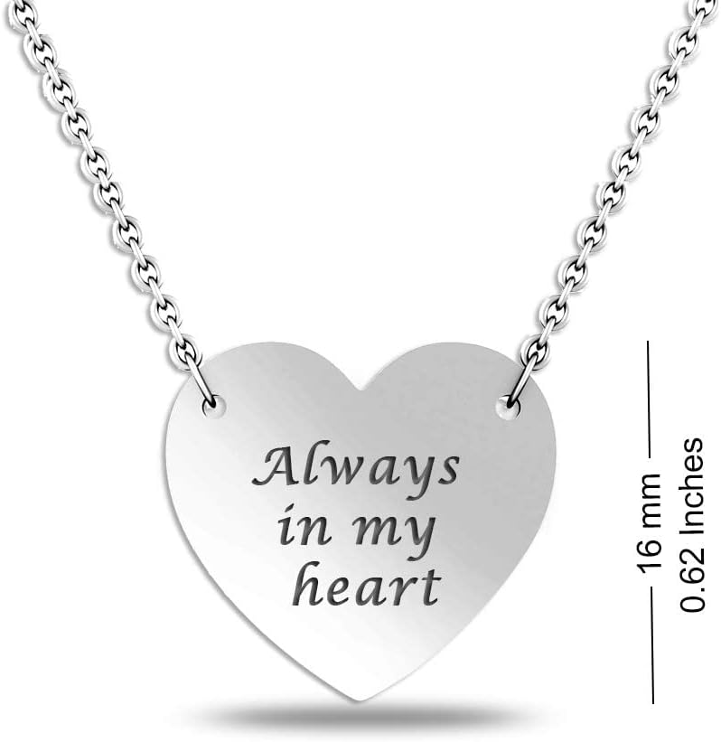 LeCalla Personalized Customized Engraved Inspirational Heart Message Necklace for Women Teen
