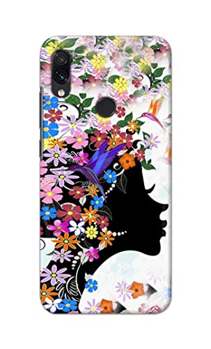 Image of Printed Hard Back Cover Case for Mi Redmi Note 7 | Mi Redmi Note 7 Pro | Mi Redmi Note 7S Back Cover (Floral Hairstyle Girl) -1803