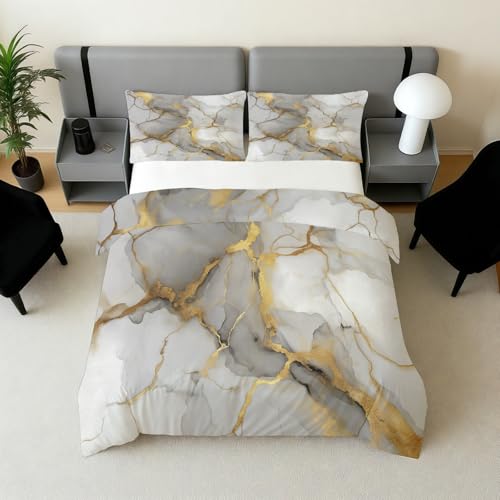 Housse de couette marbre fluide 3 pièces en microfibre douce avec fermeture éclair - 3