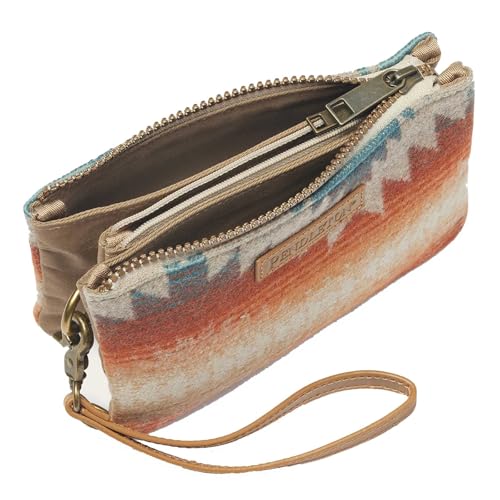 Pendleton Three Pocket Keeper, Harding Turquoise Wool, 7.25W x 4.5H inches, Wrist Strap3