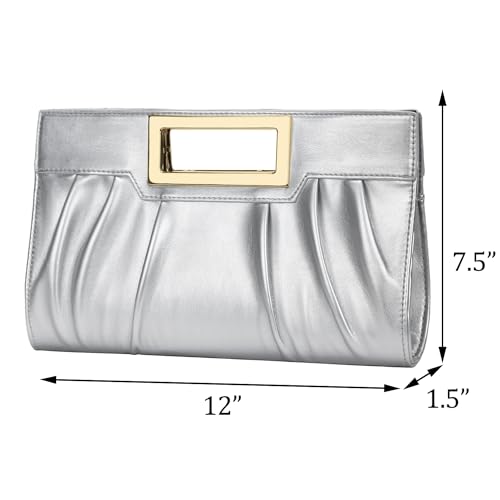 Image of KKXIU Women Clutch Purse Elegant Pleated Evening Bag for Wedding Prom Bridal with Chain Strap