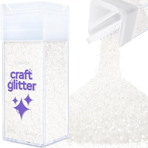 Hemway Glitter Shaker White Iridescent 110g Chunky, Craft Glitter Shaker for Resin & Epoxy Crafts, Christmas Art Supplies, Nail, Body, Face, Eye, Festival, Crafting, Slime, Sparkle