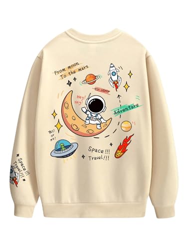 SHENHE Men's Casual Letter Graphic Crewneck Drop Shoulder Long Sleeve Pullover Sweatshirt