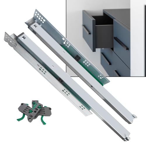 Image of Volo Heavy Duty Drawer Slides, Full Extension Ball Bearing Runners | Pack of 2 Piece | Channels for Kitchen Cabinets, Wardrobes, and Dressers (Undermount, 20 Inch)
