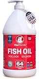 Fish Oil for Dogs - Healthy Skin & Coat, Salmon, Pollock, All Natural Supplement for Pets, Itching Scratching Allergy & Inflammation Defense, Omega 3 EPA DHA, Brain & Heart Health, 64 oz
