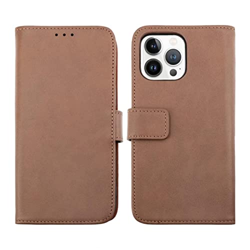 Étui en cuir premium marron Rvelon pour iPhone 14 Pro chic