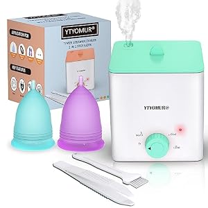 Menstrual Cups with Sterilizer, 2 Reusable Period Cups for Women, Tampon and Pad Alternative, Feminine Cup with Cleaner Set