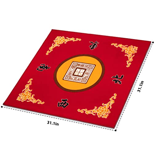 Yellow Mountain Imports Table Cover For Mahjong, Poker, Card Games, Board Games, Tile Games, And Dominoes - Red, 31.1 Inches (79 Centimeters) #TOP3