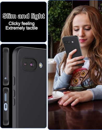 Image of MOBILOVE Back Cover Case for Google Pixel 9a | Pure Liquid Soft Matte Silicone Case with Logo and Comes with Camera and Screen Protection Back Cover for Google Pixel 9a (Black)