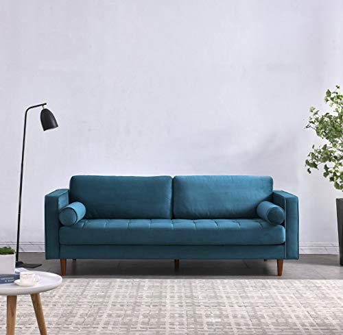 RUBEZA Scott 1807CC250633 Canapé 3 places Bleu pétrole