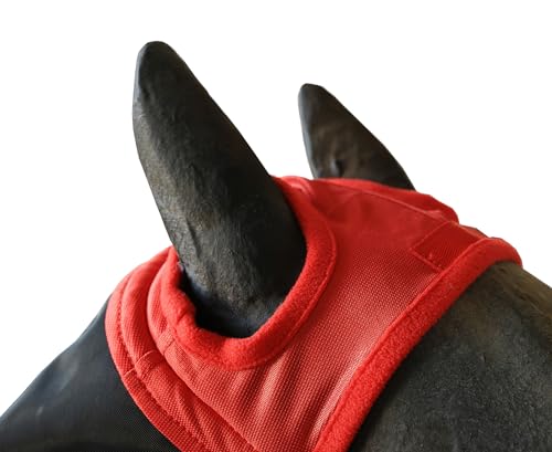 T TEKE Fine Mesh Horse Fly Mask w/Ears & Nose, UV Blocking 3D Eye Visor with Extra Fleece Cushioned Forehead, Protection from Insect Pests