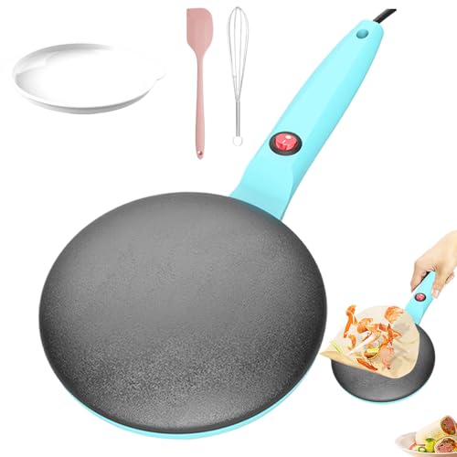 Genérico Crepera | Sartén para crepes | Máquina de plancha | Máquina para hacer panqueques de mano | Placa caliente de 7,8 pulgadas, Control automático de temperatura, fabricante instantáneo,