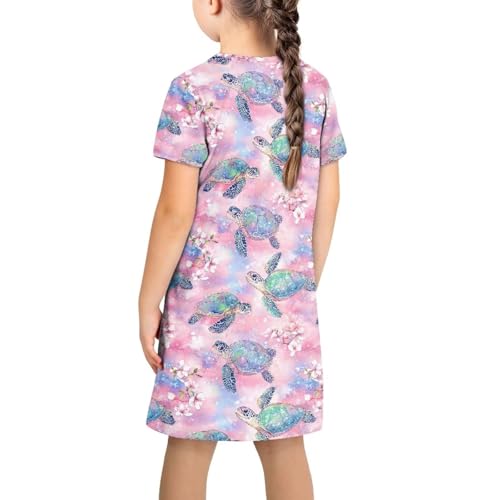 Girl Axolotl Star Dress Causal Short Sleeve Swing Dress for Kids Summer Cute Dresses Loose Axolotl Clothes2