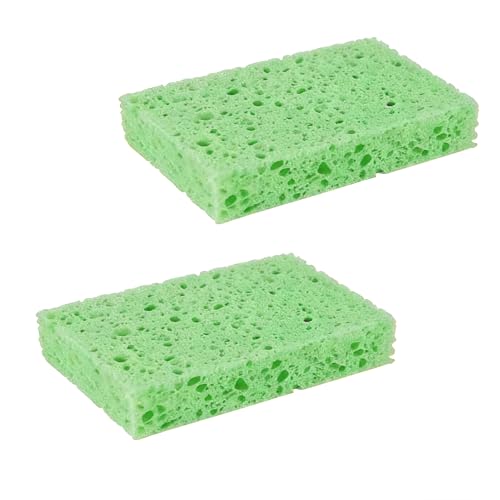Image of Multi-Use Cellulose Kitchen Sponges Compressed Cellulose Sponges, Non-Scratch, Dish Sponge for Kitchen Bathroom Cars, Funny Cut-Outs DIY (2, Green)