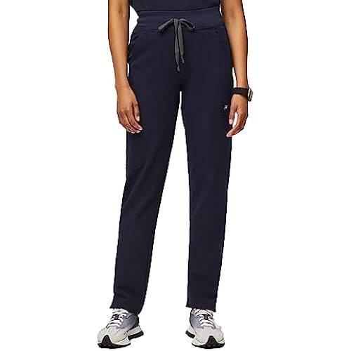 FIGS YOLA High Waisted Skinny Scrub Pants for Women — 11 Pockets, 4-Way Stretch, Yoga Waistband