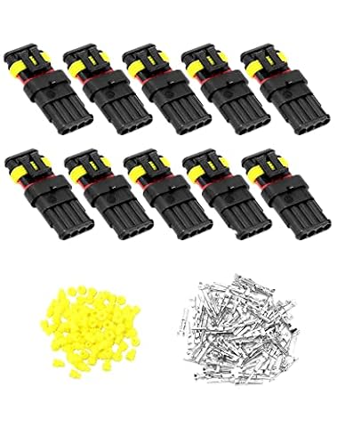 QWORK® 10 sztuk złącze samochodowe wodoodporne, złącze 4 pin, wtyczka kabla, do motocykla samochodowego