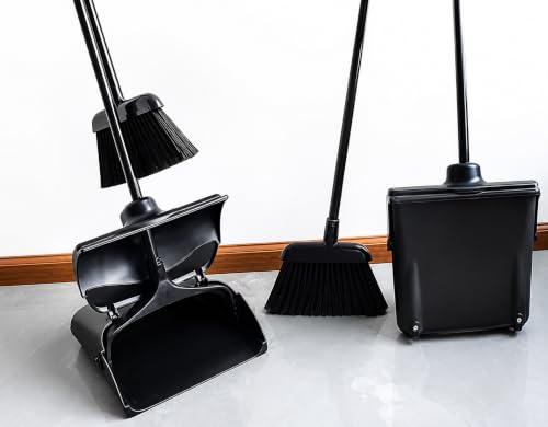 Image of SES JOBBY Dustpan with Broom Set, 180 Adjustable Angle, Rotating Broom, Easy Assembly, Cleaning Set for Heavy Duty Use in Homes, Hotels, Restaurants and Public Places.