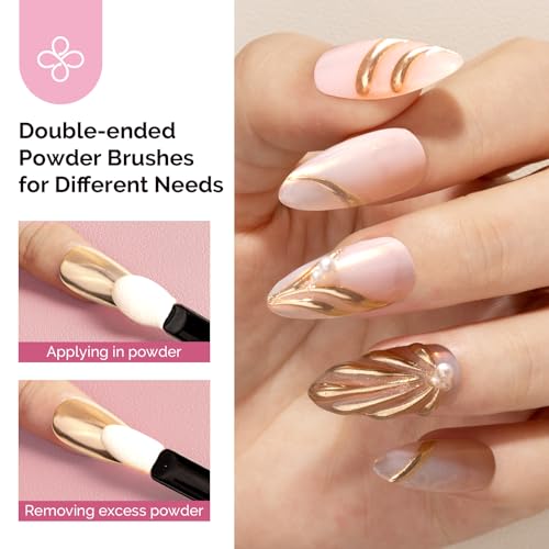 Image of MelodySusie 4Pcs Chrome Nail Powder for Gel Nails, Aurora Fine Glitter Powder Mirror Effect Pigment Pearlescent Mermaid Pigment Pearl Glitter for Home DIY Salon Use