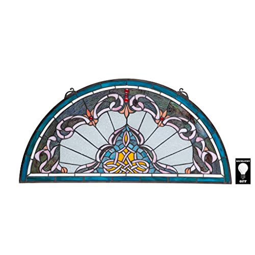 image for Design Toscano Lady Astor Demi-Lune Stained Glass Window Hanging Panel