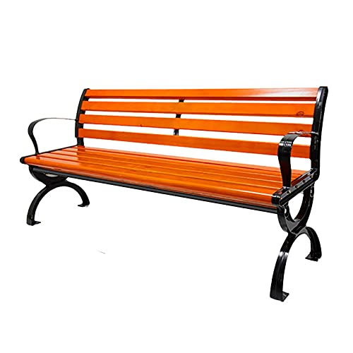 Banc de jardin extérieur en bois massif et acier durable pour terrasse