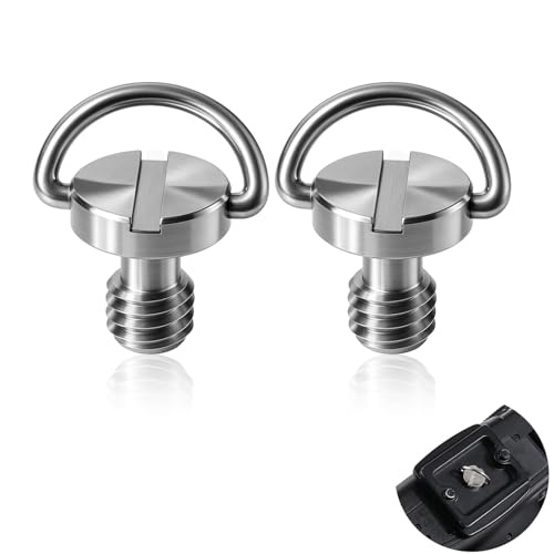 EUYKQNOI 2 Piezas Tornillo 1/4' para Cámara, Acero Inoxidable con Anillo D, Compatible con Trípodes, Monopiés y Placas de Liberación Rápida - Accesorio Fotográfico Profesional