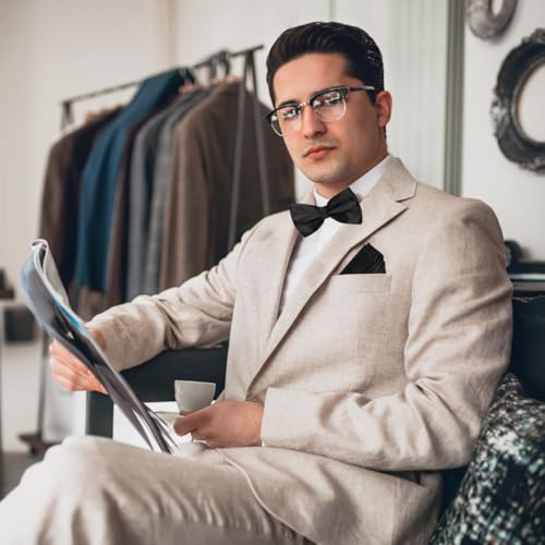 Didiseaon Kit de Cummerbund, Corbata y Pañuelo Negro Ajustable miniatura 5