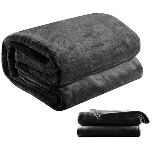 ecosa Kuscheldecke flauschig 220 x 240 cm | Fleecedecke | Tagesdecke | Sofadecke | Kuschel Decke | Warmhaltedecke | Kuscheldecke warm | Wohndecke | Überwurfdecke (220 x 240 cm Sultan Schwarz) Cover