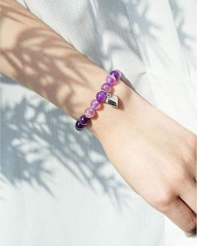 Inspirational Amethyst Purple Bracelets Gifts for Women Get Well Bracelets Gifts, Healing Relaxation Bracelet Gifts Relief Depression Anxiety Stress Bracelet3