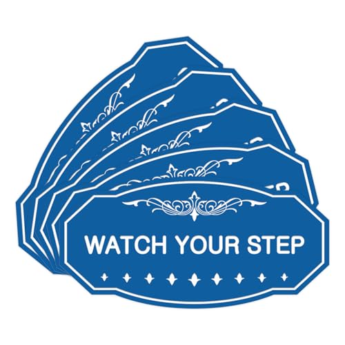 Signs ByLITA Victorian Watch Your Step Wall or Door Sign | Durable Material & Easy Installation | Safety Signage (Blue) - Small 5 Pack