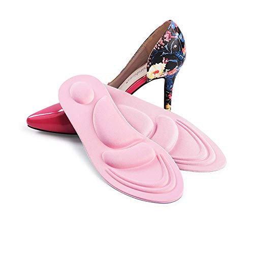 インソール 中敷き ヒールクッション 消臭 扁平足 外反母趾 足底筋膜炎 矯正 土踏まず アーチ かかと 衝撃吸収 疲れにくい 4D 低反発 超軽量 マイサイズ調整 女性用 (ピンク)