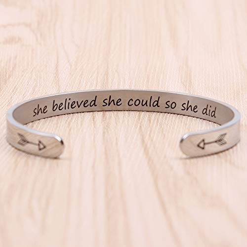 Btysun Bracelets for Women Mothers Day Bracelet Gifts from Daughter Inspirational Gifts for Women Graduation Gifts for Her Motivational Birthday Cuff Bangle Friendship Personalized Mantra Jewelry…
