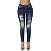 roswear Women's Ripped Mid Rise Destroyed Skinny Jeans Slate Blue M