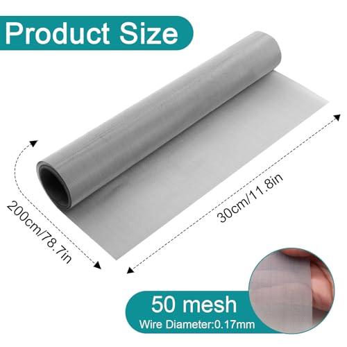 Drahtgitter Feinmaschig, 30 x 200cm Fliegengitter Metallgitter, 304 Edelstahl Gewebtes Drahtgeflecht, 50 Mesh Mäusegitter Gitternetz, verhindert das Eindringen von Kleintieren
