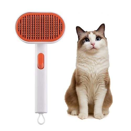 ペット用ブラシ 猫ブラシ 犬ブラシ ペット用ブラシ 毛づくろい ペット用品 くし 毛取り 抜け毛取り 毛玉取り よく取れる ケア マッサージ 皮膚に優しい 簡単に取れる 丸洗い可能 多用途 人気 長毛 中毛 短毛 猫 犬 ペット 犬猫通用 (オレンジ)