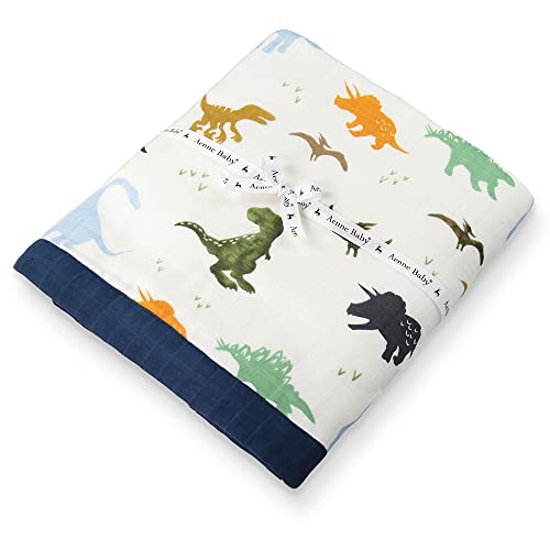 AENNE BABY, Musselin-Decke, 4-lagig, Dinosaurier Dino Drache, 120 x 120 cm, 675 g, 1 Stück Cover