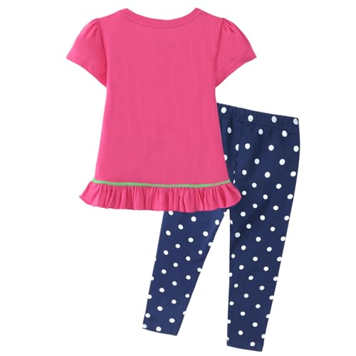 Image of HILEELANG Toddler Girl Easter Outfit Spring Summer Cotton Leggings Pants Tees Shirts Clothing Sets