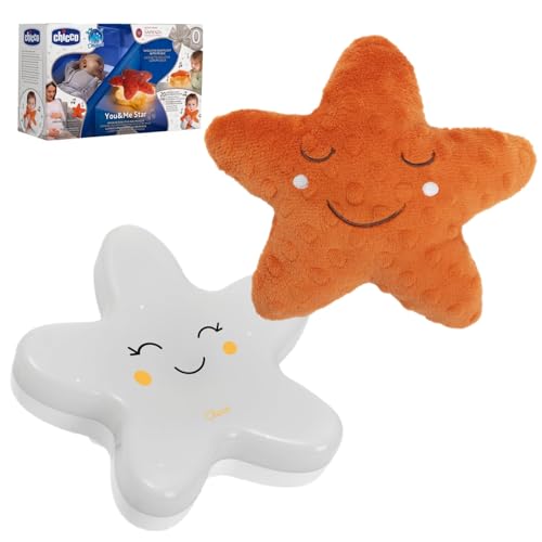 Chicco Luce Notte Evolutiva You&Me Star, Luce Notturna per Bambini, 20 Minuti di Musica e Suoni Bianchi, 20-30 Minuti di Luminosità Calda, Peluche a Forma di Stella, Lavabile in Lavatrice