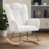 HomeEterna Nursery Rocking Chair, Upholstered Baby Fluffy Glider Rocker, Reading Chair with High Backrest, Accent Side Chairs for Living Room, Bedroom, Nursing