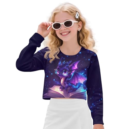 Cute Crop Tops for Kids Long Sleeve Fall Fashion Shirts for Girls Cropped Sweatshirt