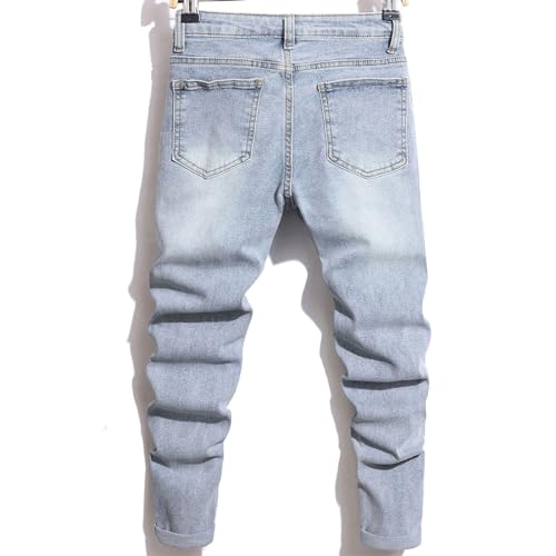 Boy's Skinny Fit Ripped Jeans Stretch Distressed Destroyed Denim Pants Kids Stacked Jeans Size 8-162