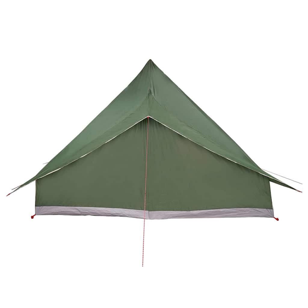 Namiot rodzinny Tipi z zielonej tafty 364 x 281 x 257 cm ze stalowymi słupkami i liną napinającą na kemping ogród taras