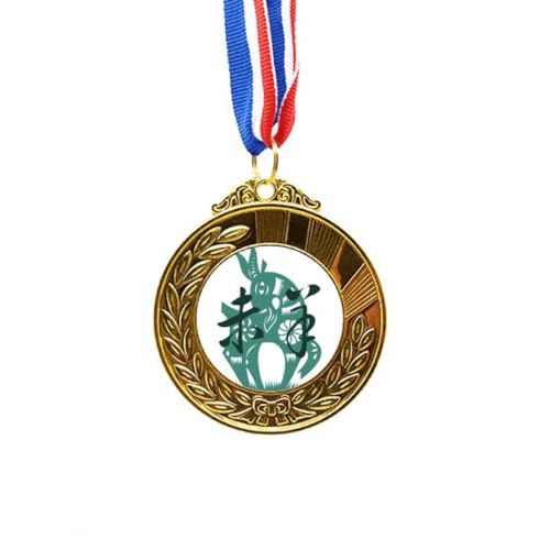 Medalla de oro del zodiaco de oveja con cinta para premios de Año Nuevo Chino