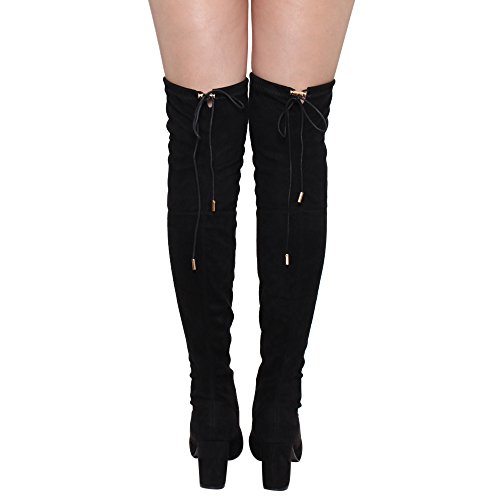 Image of ShoBeautiful Women's Thigh High Boots Stretchy Over The Knee Chunky Block Heel Boots