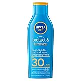 NIVEA SUN Protector Solar Corporal Protect & Bronze (200 ml), Loción Solar en Spray No Grasosa ni Pegajosa con FPS 30...